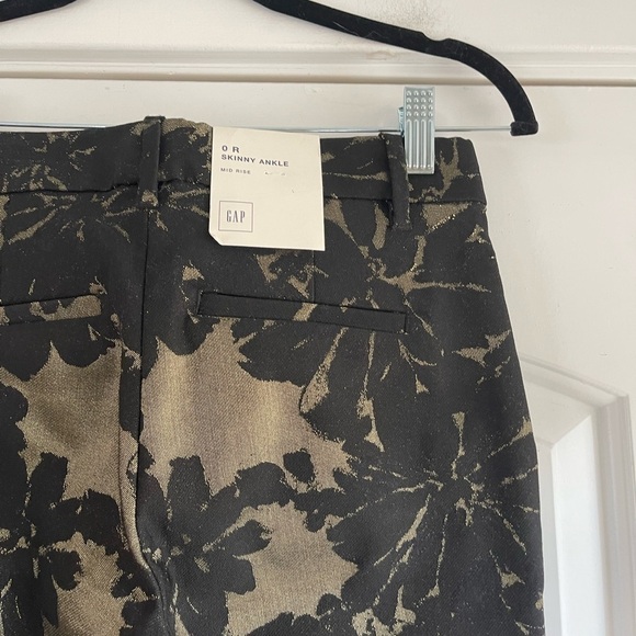 Gap Skinny Ankle Jacquard Pant Black/Gold Floral Print - 0 - Picture 3 of 4